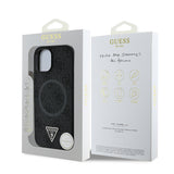 Apple iPhone 15 Kılıf Guess Orjinal Lisanslı M-safe Şarj Özellikli PU Üçgen Logo 4G Desenli Kapak