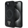 Apple iPhone 15 Kılıf Guess Orjinal Lisanslı M-safe Şarj Özellikli PU Üçgen Logo 4G Desenli Kapak