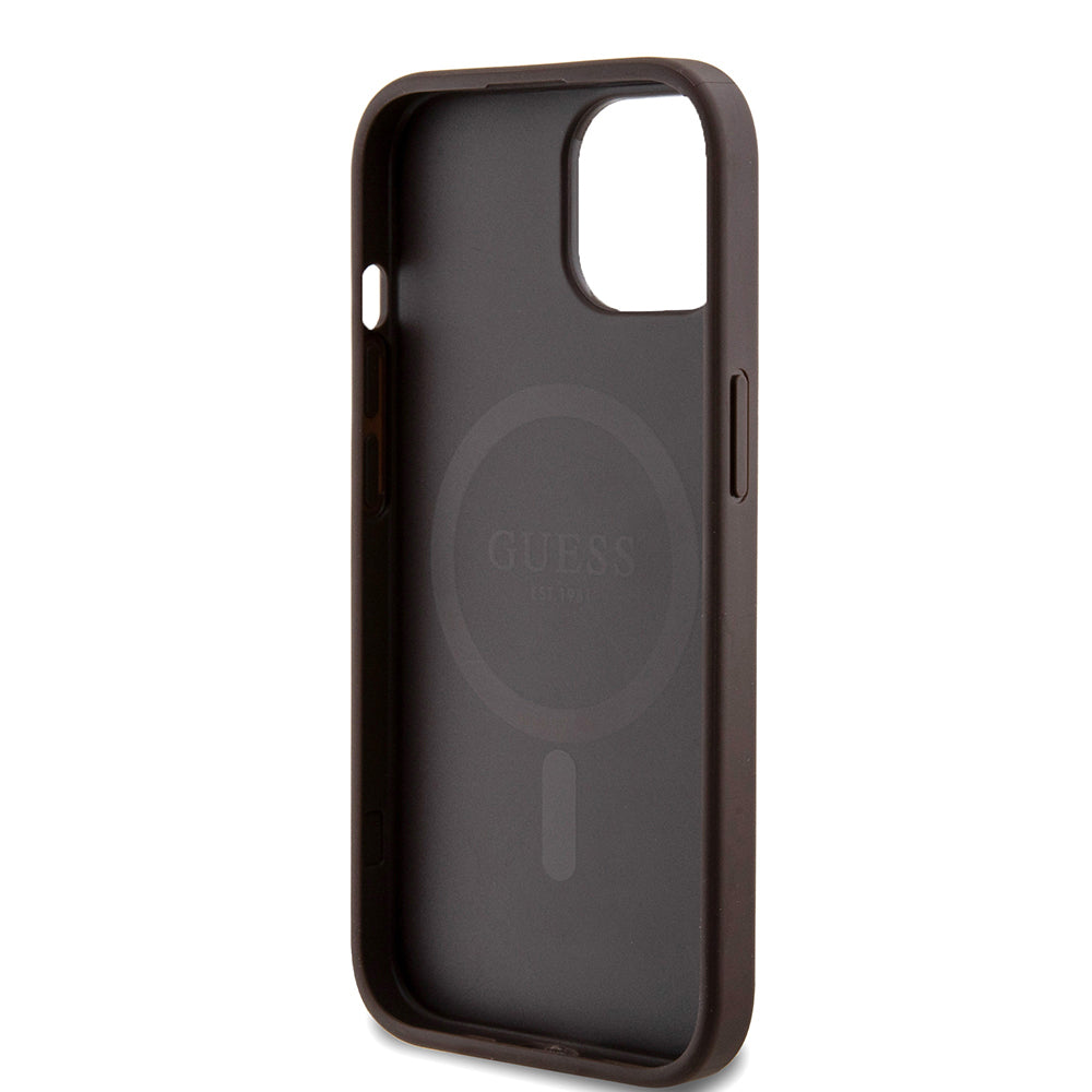 Apple iPhone 15 Kılıf Guess Orjinal Lisanslı M-safe Şarj Özellikli Small 4G Classic Kapak