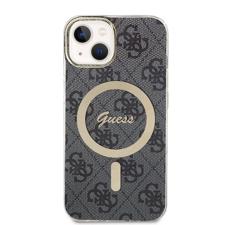 Apple iPhone 15 Kılıf Guess Orjinal Lisanslı M-safe Şarj Özellikli Yazı Logolu 4G Desenli Kapak