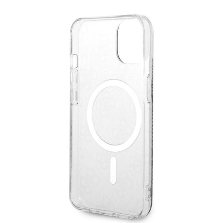 Apple iPhone 15 Kılıf Guess Orjinal Lisanslı M-safe Şarj Özellikli Yazı Logolu 4G Desenli Kapak
