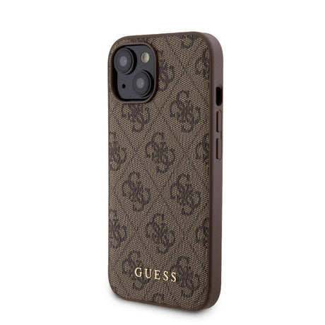 Apple iPhone 15 Kılıf Guess Orjinal Lisanslı M-safe Şarj Özellikli Yazı Logolu 4G Desenli Kapak + Powerbank 5000mAh 2in1 Set