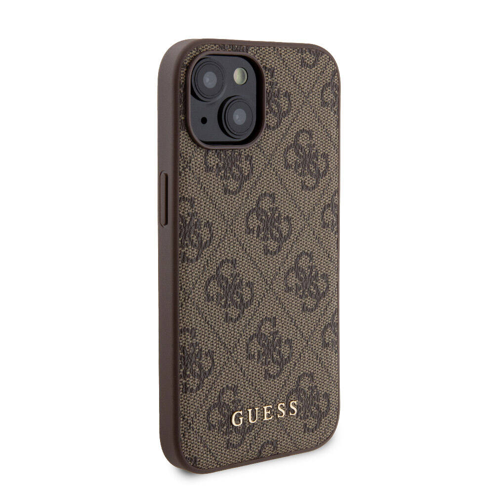 Apple iPhone 15 Kılıf Guess Orjinal Lisanslı M-safe Şarj Özellikli Yazı Logolu 4G Desenli Kapak + Powerbank 5000mAh 2in1 Set
