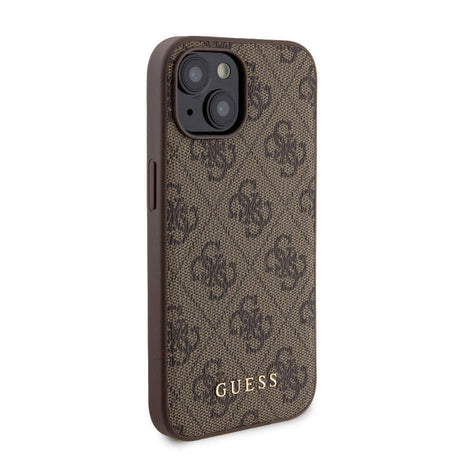 Apple iPhone 15 Kılıf Guess Orjinal Lisanslı M-safe Şarj Özellikli Yazı Logolu 4G Desenli Kapak + Powerbank 5000mAh 2in1 Set