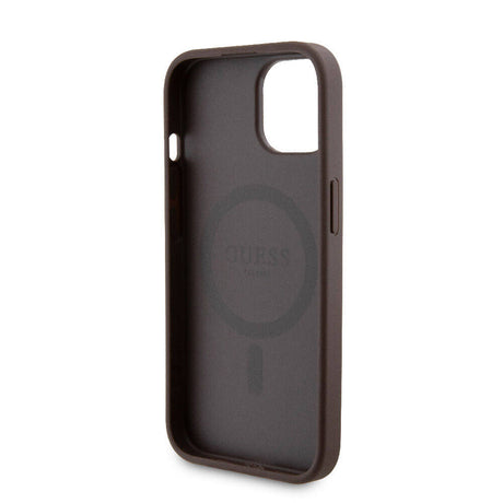 Apple iPhone 15 Kılıf Guess Orjinal Lisanslı M-safe Şarj Özellikli Yazı Logolu 4G Desenli Kapak + Powerbank 5000mAh 2in1 Set