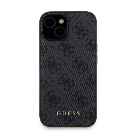 Apple iPhone 15 Kılıf Guess Orjinal Lisanslı M-safe Şarj Özellikli Yazı Logolu 4G Desenli Kapak + Powerbank 5000mAh 2in1 Set
