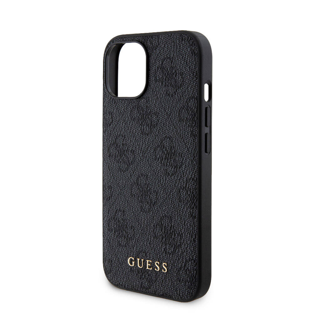 Apple iPhone 15 Kılıf Guess Orjinal Lisanslı M-safe Şarj Özellikli Yazı Logolu 4G Desenli Kapak + Powerbank 5000mAh 2in1 Set