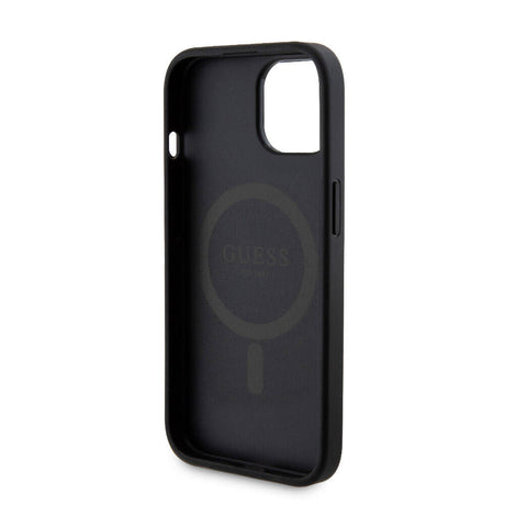 Apple iPhone 15 Kılıf Guess Orjinal Lisanslı M-safe Şarj Özellikli Yazı Logolu 4G Desenli Kapak + Powerbank 5000mAh 2in1 Set