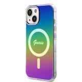 Apple iPhone 15 Kılıf Guess Orjinal Lisanslı M-safe Şarj Özellikli Yazı Logolu Iridescent Kapak