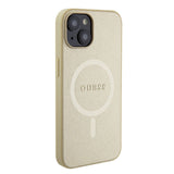 Apple iPhone 15 Kılıf Guess Orjinal Lisanslı M-safe Şarj Özellikli Yazı Logolu Saffiano Kapak