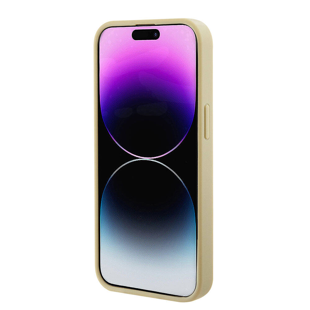 Apple iPhone 15 Kılıf Guess Orjinal Lisanslı M-safe Şarj Özellikli Yazı Logolu Saffiano Kapak