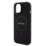 Apple iPhone 15 Kılıf Guess Orjinal Lisanslı M-safe Şarj Özellikli Yazı Logolu Saffiano Kapak