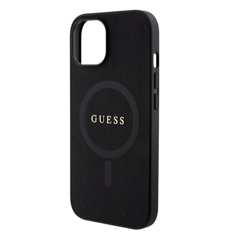 Apple iPhone 15 Kılıf Guess Orjinal Lisanslı M-safe Şarj Özellikli Yazı Logolu Saffiano Kapak