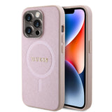 Apple iPhone 15 Kılıf Guess Orjinal Lisanslı M-safe Şarj Özellikli Yazı Logolu Saffiano Kapak