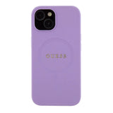 Apple iPhone 15 Kılıf Guess Orjinal Lisanslı M-safe Şarj Özellikli Yazı Logolu Saffiano Kapak