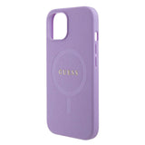 Apple iPhone 15 Kılıf Guess Orjinal Lisanslı M-safe Şarj Özellikli Yazı Logolu Saffiano Kapak