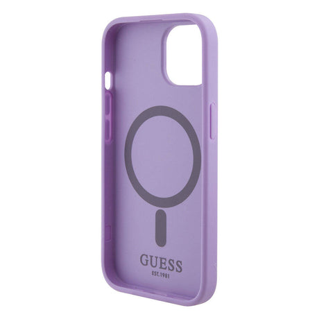 Apple iPhone 15 Kılıf Guess Orjinal Lisanslı M-safe Şarj Özellikli Yazı Logolu Saffiano Kapak