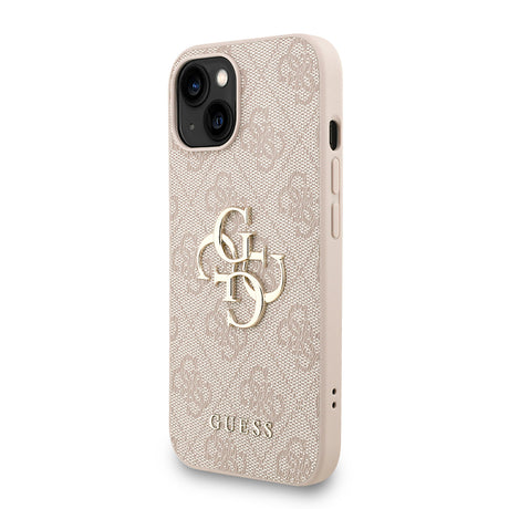 Apple iPhone 15 Kılıf Guess Orjinal Lisanslı PU Deri Bilek Askı İpli Metal Büyük 4G ve Yazı Logolu Kapak