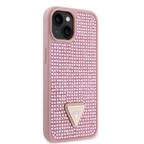 Apple iPhone 15 Kılıf Guess Orjinal Lisanslı Taşlı Arka Yüzey Üçgen Logolu Kapak