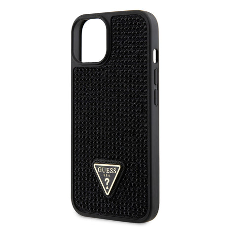 Apple iPhone 15 Kılıf Guess Orjinal Lisanslı Taşlı Arka Yüzey Üçgen Logolu Kapak