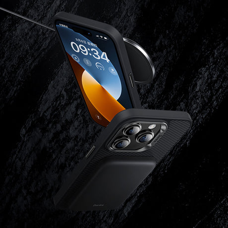 Apple iPhone 15 Kılıf Karbon Fiber M-safe Şarj Özellikli Benks Hybrid ArmorPro 600D Kevlar Kapak