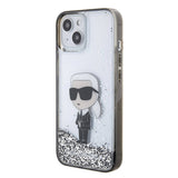 Apple iPhone 15 Kılıf Karl Lagerfeld İkonik Sıvılı Glitter Orjinal Lisanslı Kapak