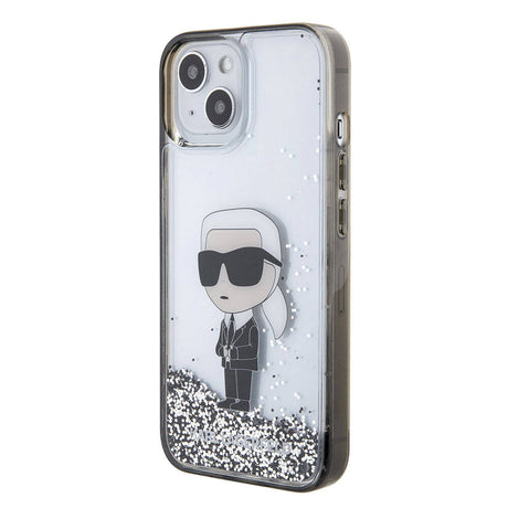 Apple iPhone 15 Kılıf Karl Lagerfeld İkonik Sıvılı Glitter Orjinal Lisanslı Kapak