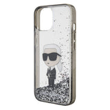 Apple iPhone 15 Kılıf Karl Lagerfeld İkonik Sıvılı Glitter Orjinal Lisanslı Kapak