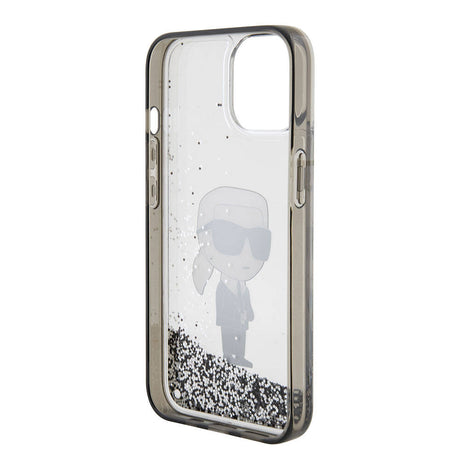 Apple iPhone 15 Kılıf Karl Lagerfeld İkonik Sıvılı Glitter Orjinal Lisanslı Kapak