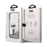 Apple iPhone 15 Kılıf Karl Lagerfeld İkonik Sıvılı Glitter Orjinal Lisanslı Kapak