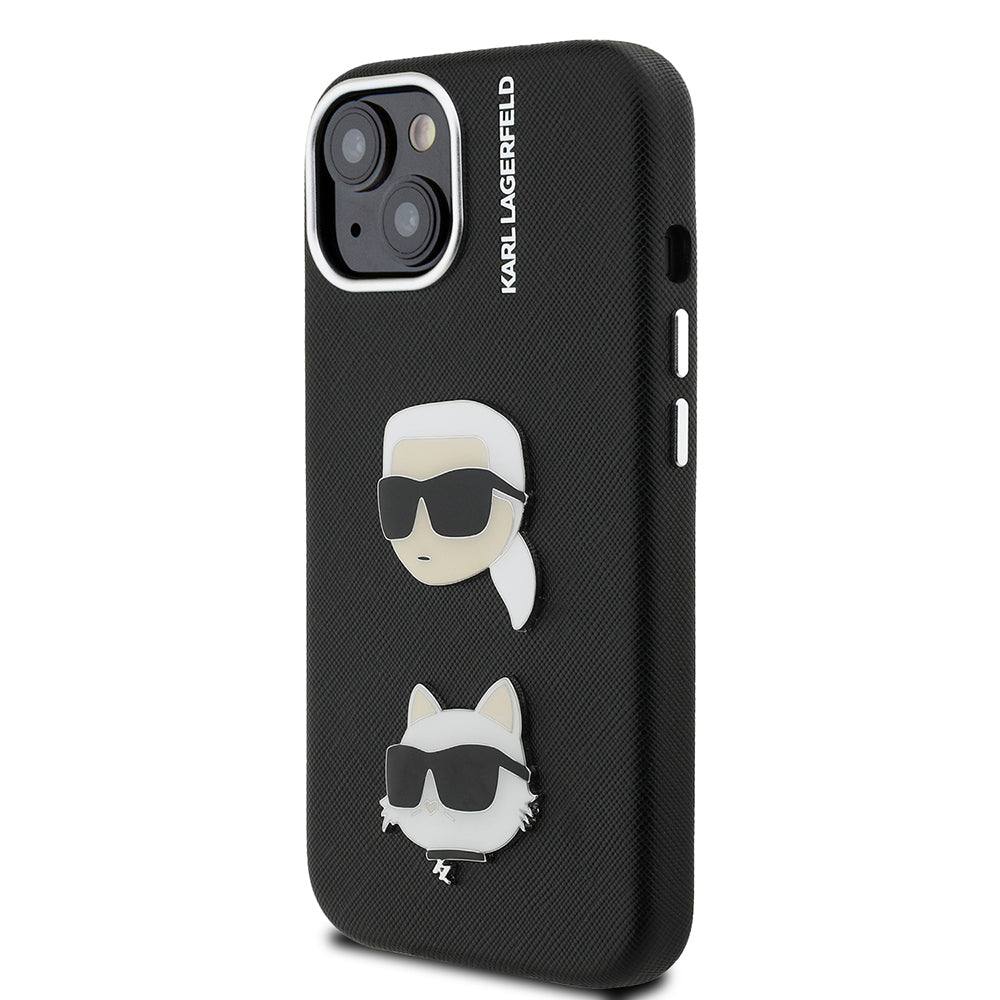 Apple iPhone 15 Kılıf Karl Lagerfeld Orjinal Lisanslı K&C Heads Pin Kapak