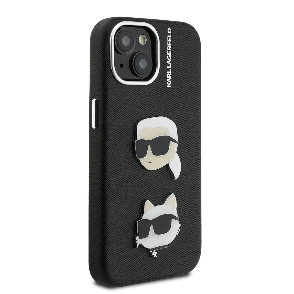 Apple iPhone 15 Kılıf Karl Lagerfeld Orjinal Lisanslı K&C Heads Pin Kapak