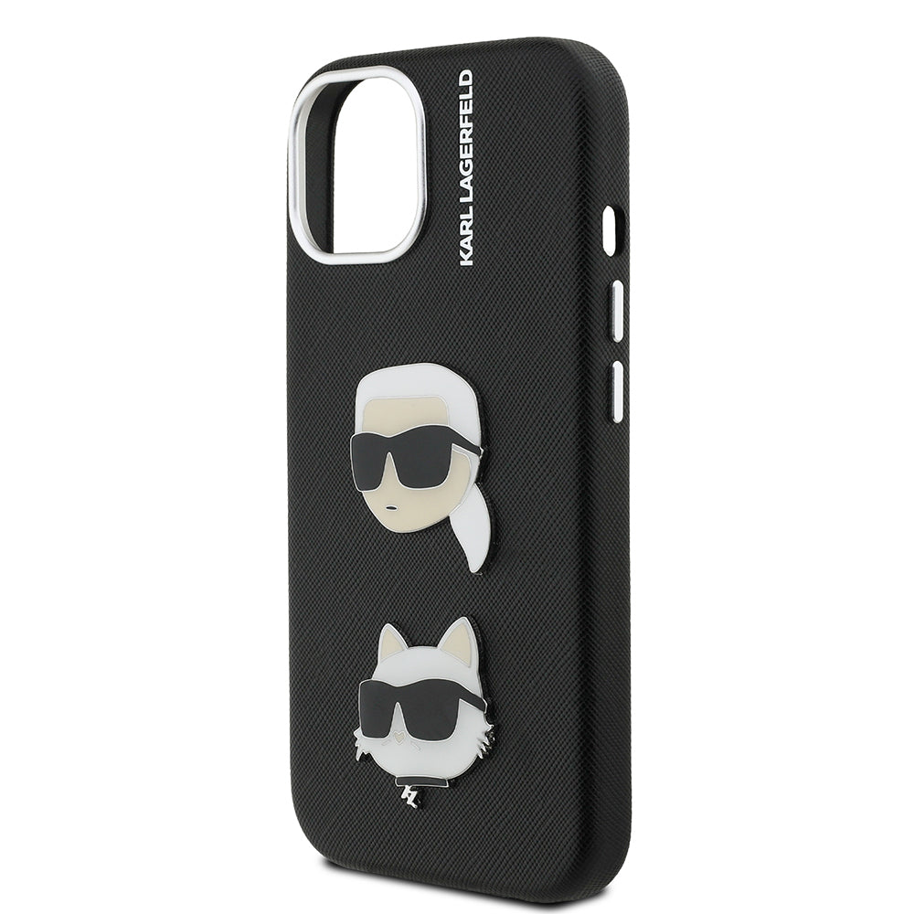 Apple iPhone 15 Kılıf Karl Lagerfeld Orjinal Lisanslı K&C Heads Pin Kapak