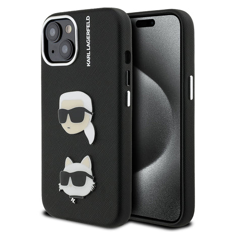 Apple iPhone 15 Kılıf Karl Lagerfeld Orjinal Lisanslı K&C Heads Pin Kapak