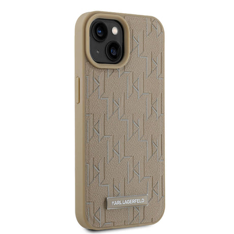 Apple iPhone 15 Kılıf Karl Lagerfeld Orjinal Lisanslı M-safe Şarj Özellikli KL Yazılı Hot Stamp Kapak