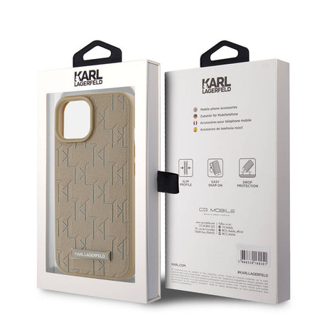 Apple iPhone 15 Kılıf Karl Lagerfeld Orjinal Lisanslı M-safe Şarj Özellikli KL Yazılı Hot Stamp Kapak