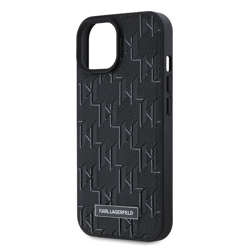 Apple iPhone 15 Kılıf Karl Lagerfeld Orjinal Lisanslı M-safe Şarj Özellikli KL Yazılı Hot Stamp Kapak