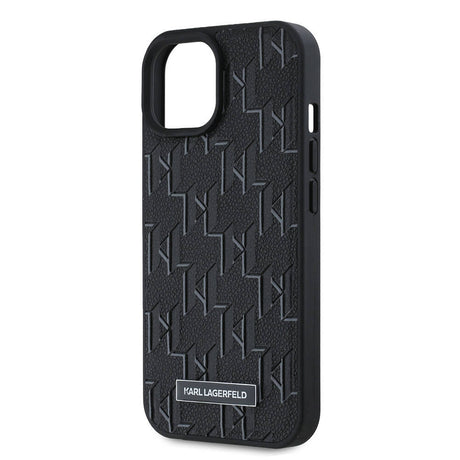 Apple iPhone 15 Kılıf Karl Lagerfeld Orjinal Lisanslı M-safe Şarj Özellikli KL Yazılı Hot Stamp Kapak