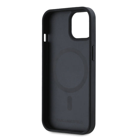 Apple iPhone 15 Kılıf Karl Lagerfeld Orjinal Lisanslı M-safe Şarj Özellikli KL Yazılı Hot Stamp Kapak