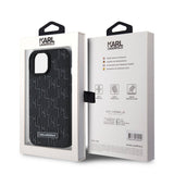 Apple iPhone 15 Kılıf Karl Lagerfeld Orjinal Lisanslı M-safe Şarj Özellikli KL Yazılı Hot Stamp Kapak