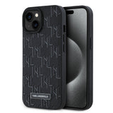 Apple iPhone 15 Kılıf Karl Lagerfeld Orjinal Lisanslı M-safe Şarj Özellikli KL Yazılı Hot Stamp Kapak