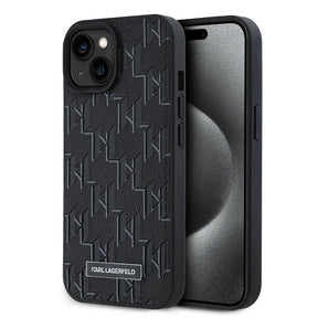 Apple iPhone 15 Kılıf Karl Lagerfeld Orjinal Lisanslı M-safe Şarj Özellikli KL Yazılı Hot Stamp Kapak