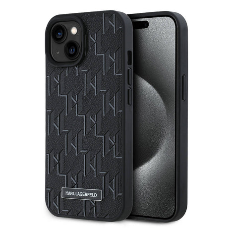 Apple iPhone 15 Kılıf Karl Lagerfeld Orjinal Lisanslı M-safe Şarj Özellikli KL Yazılı Hot Stamp Kapak
