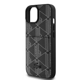 Apple iPhone 15 Kılıf Lacoste Orjinal Lisanslı M-safe Şarj Özellikli PU Deri Görünümlü Kartlıklı Karışık Monogram Desenli Kapak