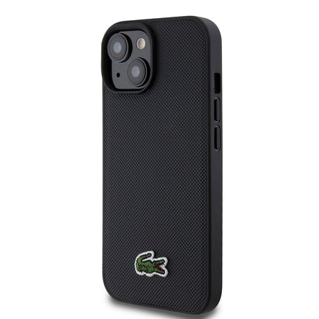 Apple iPhone 15 Kılıf Lacoste Orjinal Lisanslı PU Pike Desenli Arka Yüzey İkonik Timsah Dokuma Logolu Kapak + Type-C Kablo 1.5m