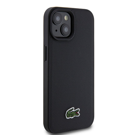 Apple iPhone 15 Kılıf Lacoste Orjinal Lisanslı PU Pike Desenli Arka Yüzey İkonik Timsah Dokuma Logolu Kapak + Type-C Kablo 1.5m