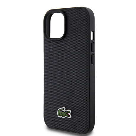 Apple iPhone 15 Kılıf Lacoste Orjinal Lisanslı PU Pike Desenli Arka Yüzey İkonik Timsah Dokuma Logolu Kapak + Type-C Kablo 1.5m