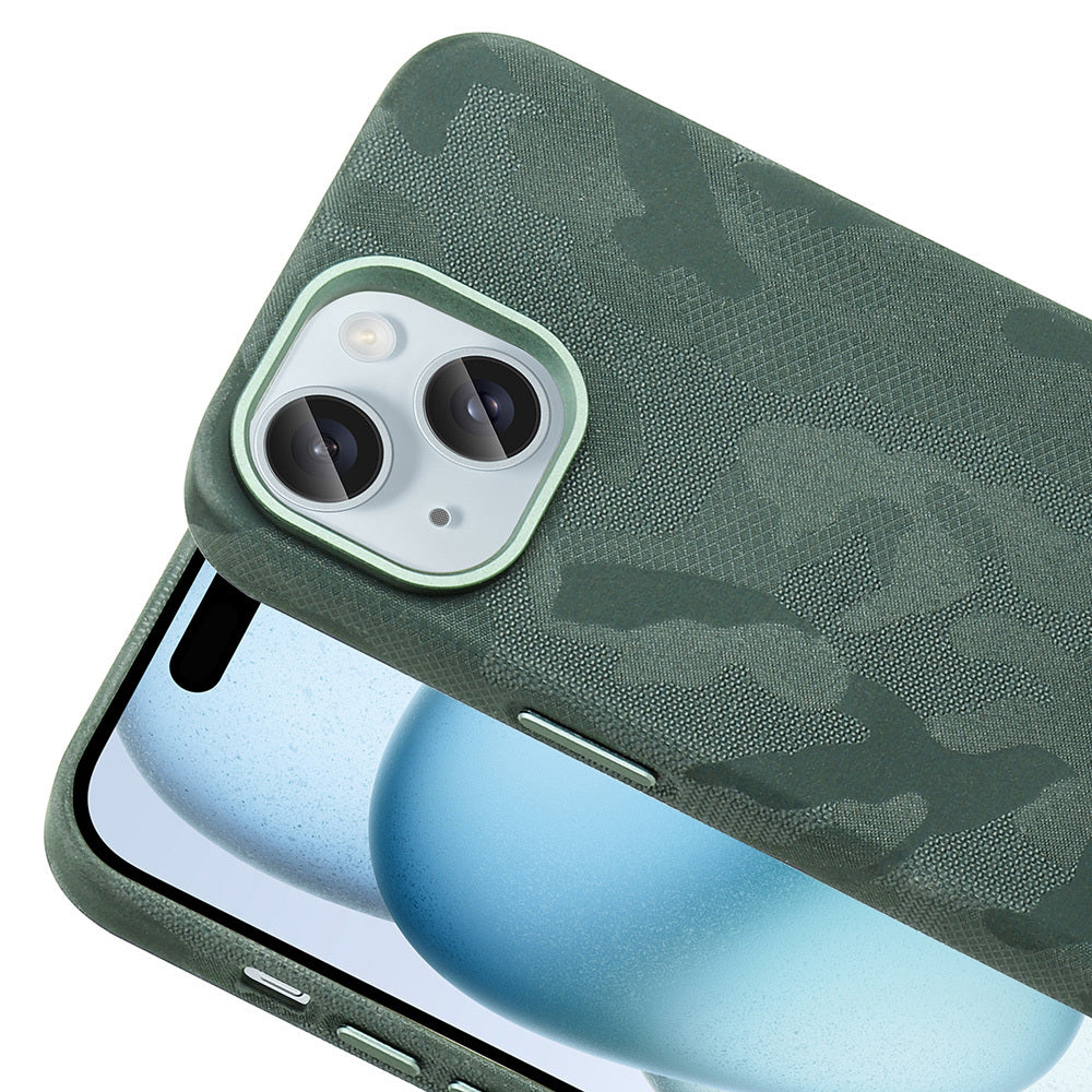 Apple iPhone 15 Kılıf M-Safe Şarj Özellikli Kamuflaj Tasarımlı Zore Sera Sert PC Kapak