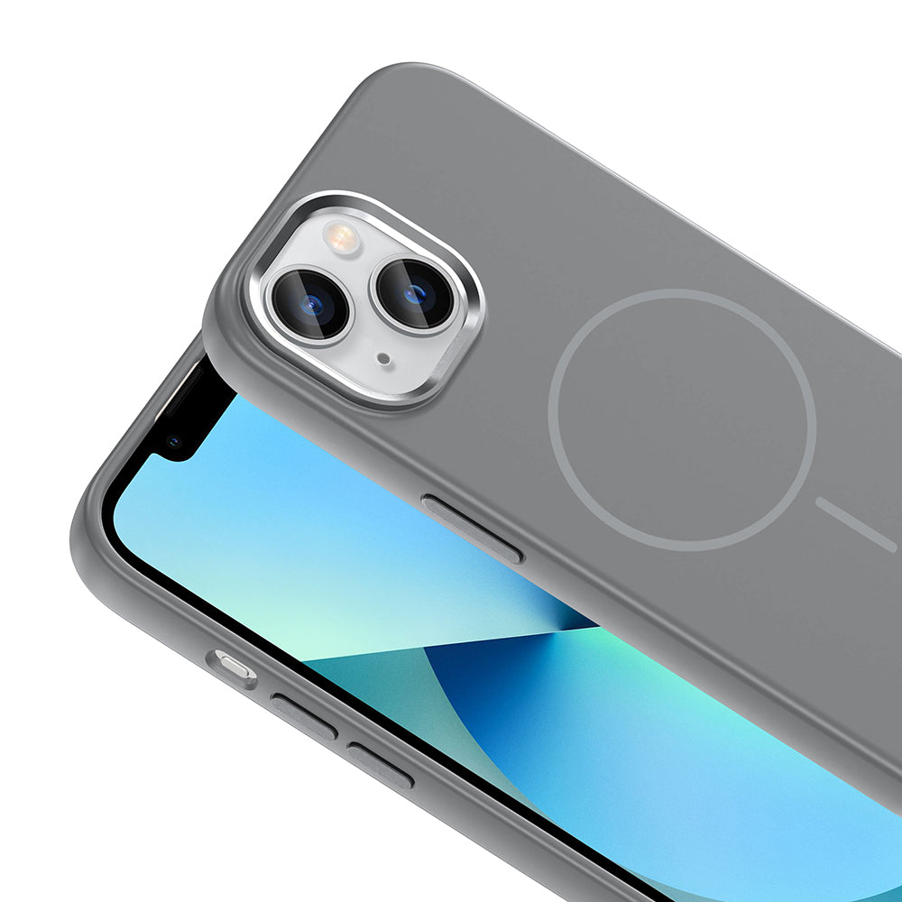 Apple iPhone 15 Kılıf M-Safe Şarj Özellikli Metal Kamera Çerçeveli Zore Edi Silikon Kapak