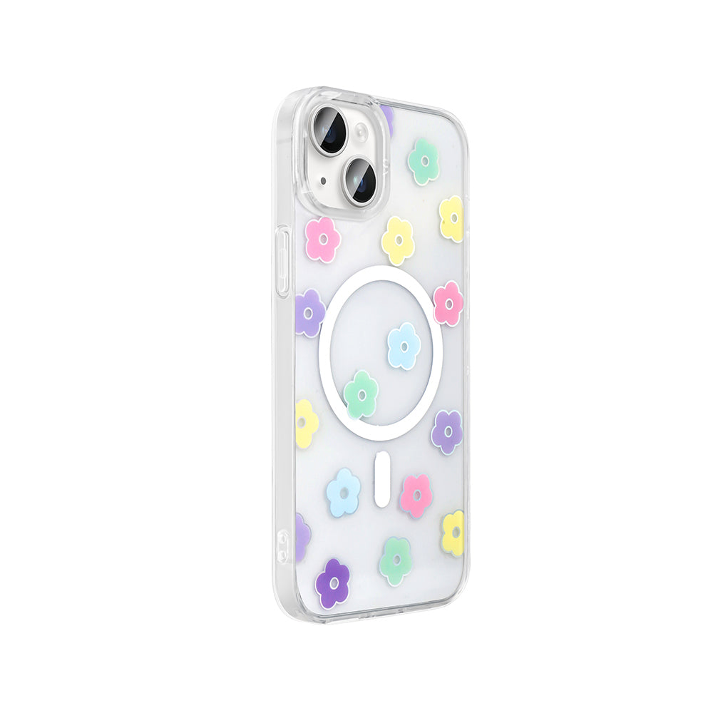 Apple iPhone 15 Kılıf M-Safe Şarj Özellikli Şeffaf Zore Folk Sert Kapak